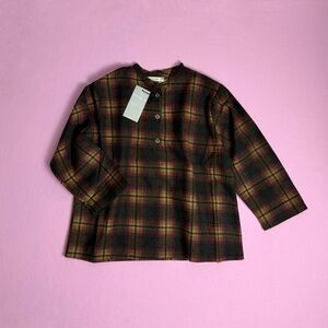 NWT Bemon| Boys Plaid Banded Collar  Shirt
Size 5-6Y